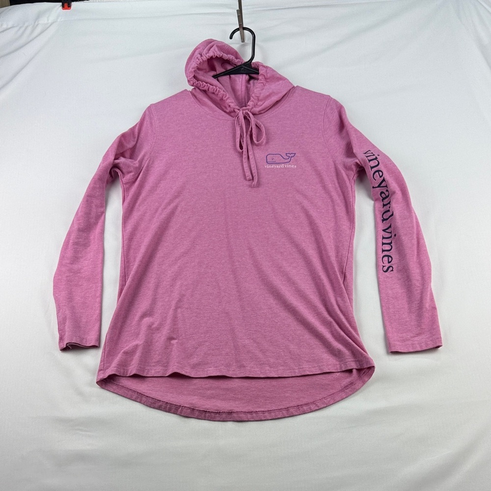 Vineyard Vines Pink & White Striped Long Sleeve Shirt Blue Whale Logo Size S